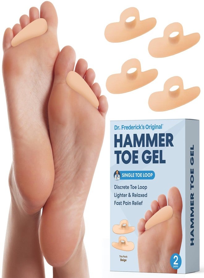 Dr. Frederick's Original Hammer Toe Corrector Gels - 2 Pairs - All-Day Relief for Crooked & Overlapping Toes - Soft Cushioning - Symptomatic Support for Toe Alignment - Beige - 1 Loop Design - Image 1
